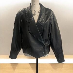 REED SPORTSWEAR LEATHER MOTORCYCLE RIDING JACKET WOMENS SZ MEDIUM BLACK MOTO